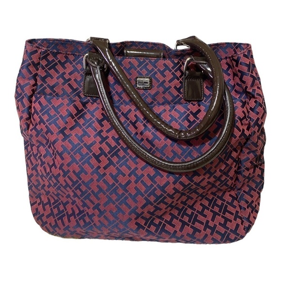 TOMMY HILFIGER Signature Emblem Red Blue Shoulder Bag - Picture 1 of 7